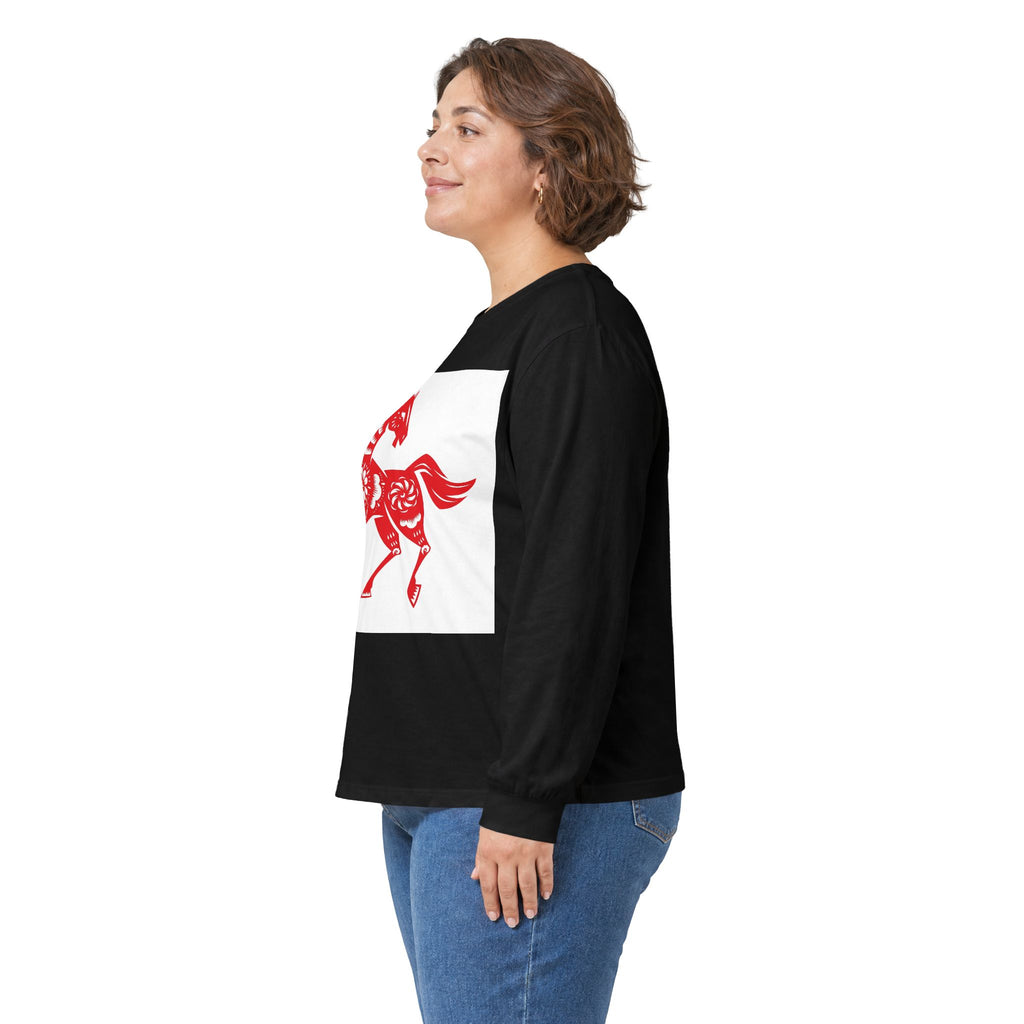 Chinese Paper-Cut Horse Long Sleeve Tee — Lunar New Year Zodiac Shirt
