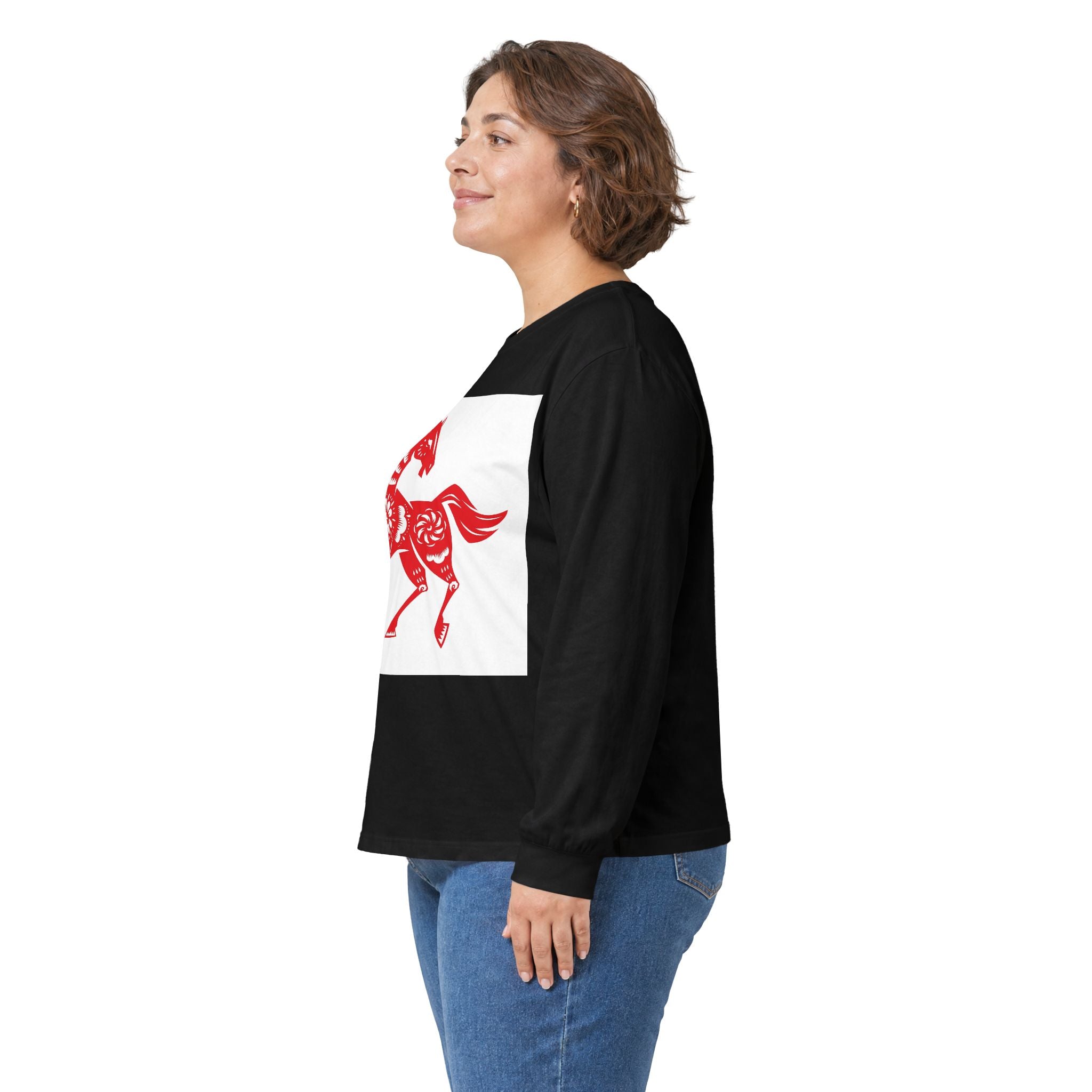 Chinese Paper-Cut Horse Long Sleeve Tee — Lunar New Year Zodiac Shirt