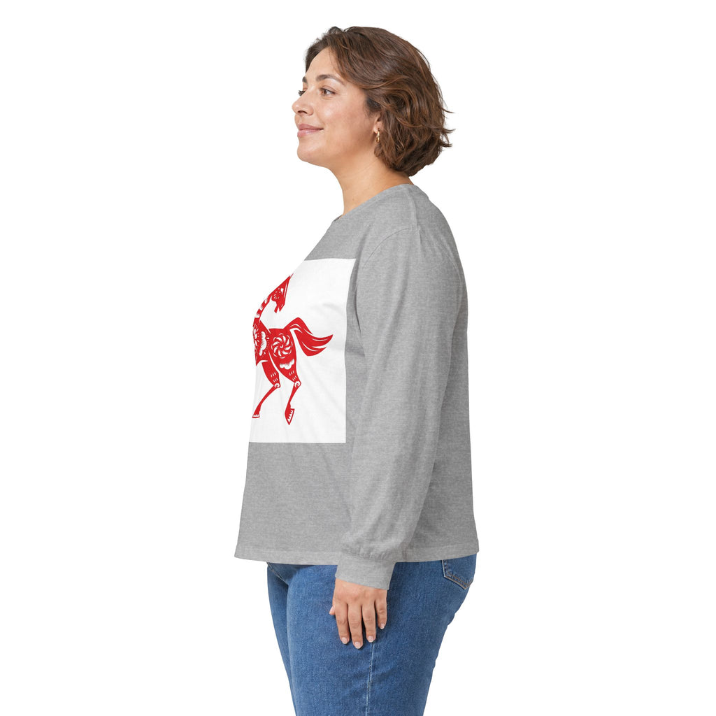 Chinese Paper-Cut Horse Long Sleeve Tee — Lunar New Year Zodiac Shirt