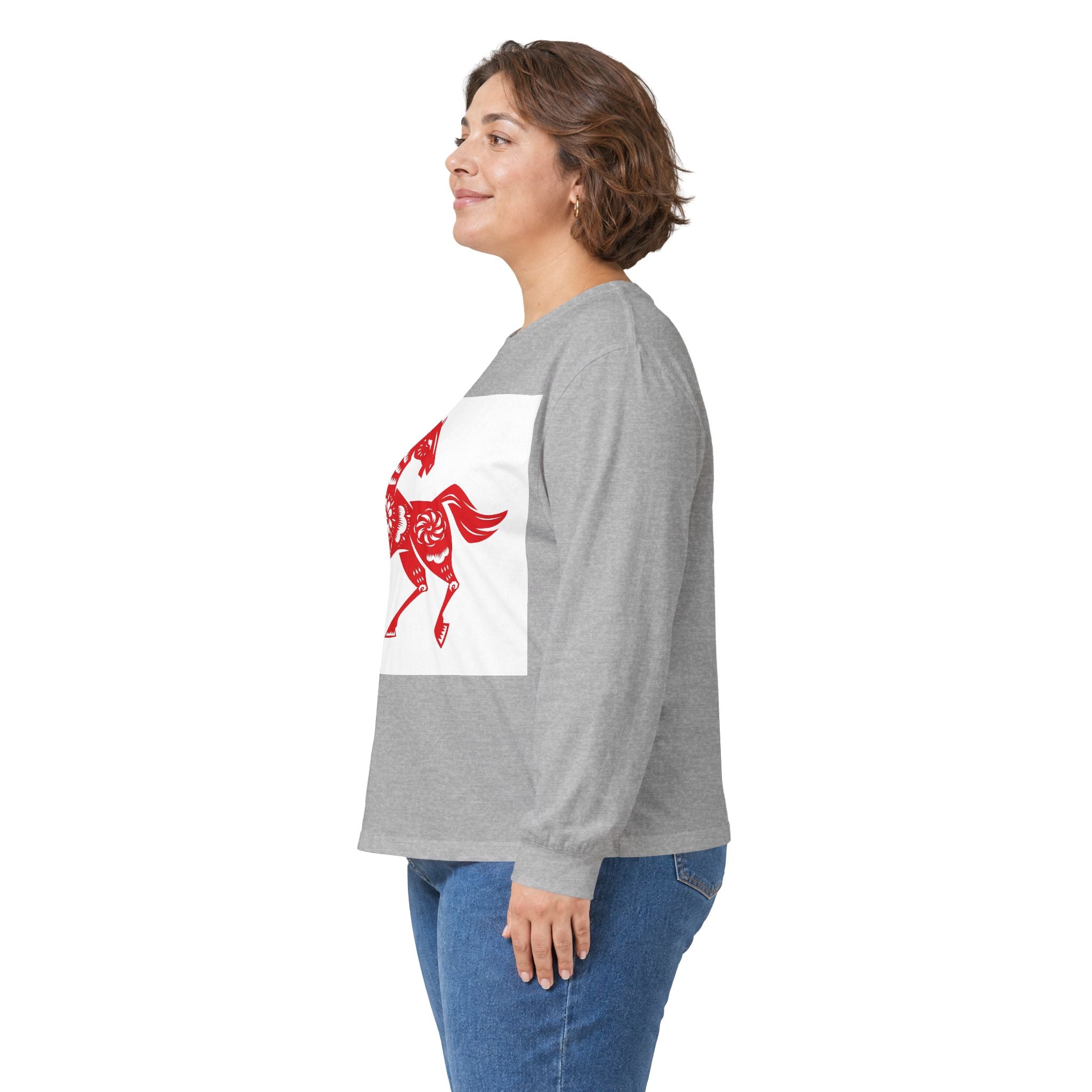 Chinese Paper-Cut Horse Long Sleeve Tee — Lunar New Year Zodiac Shirt