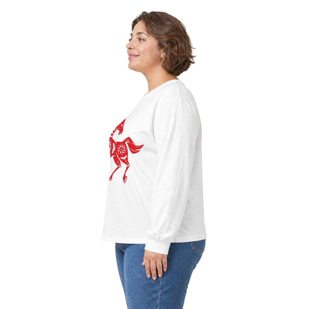 Chinese Paper-Cut Horse Long Sleeve Tee — Lunar New Year Zodiac Shirt