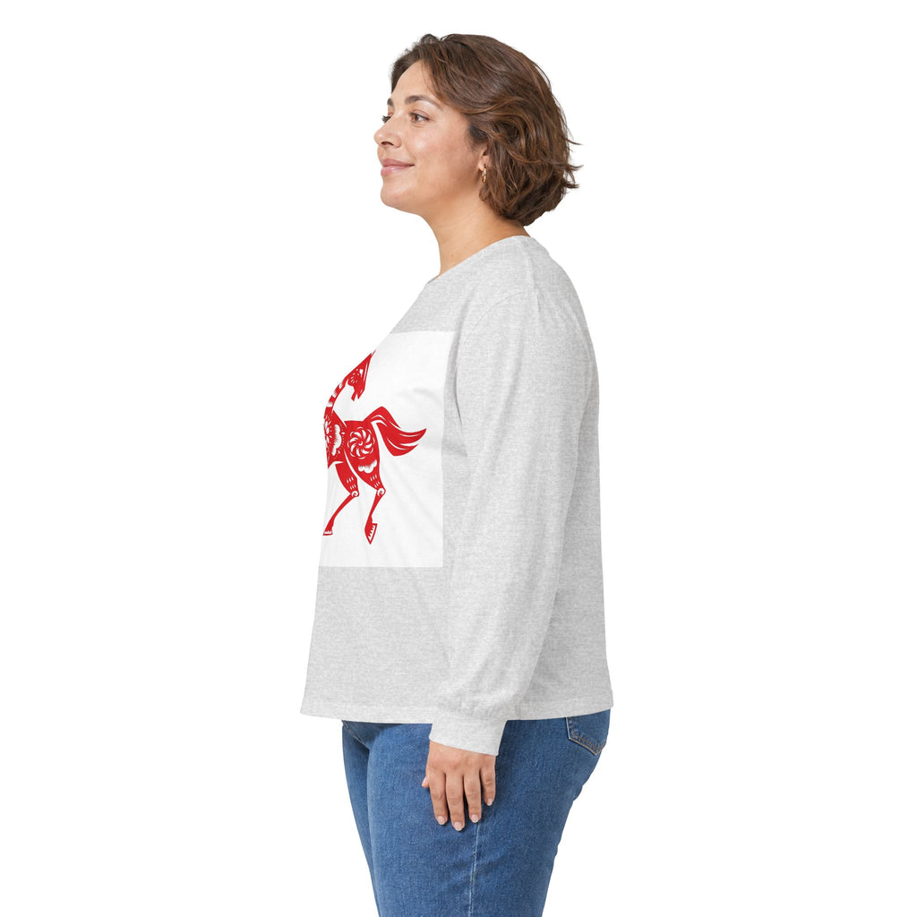Chinese Paper-Cut Horse Long Sleeve Tee — Lunar New Year Zodiac Shirt