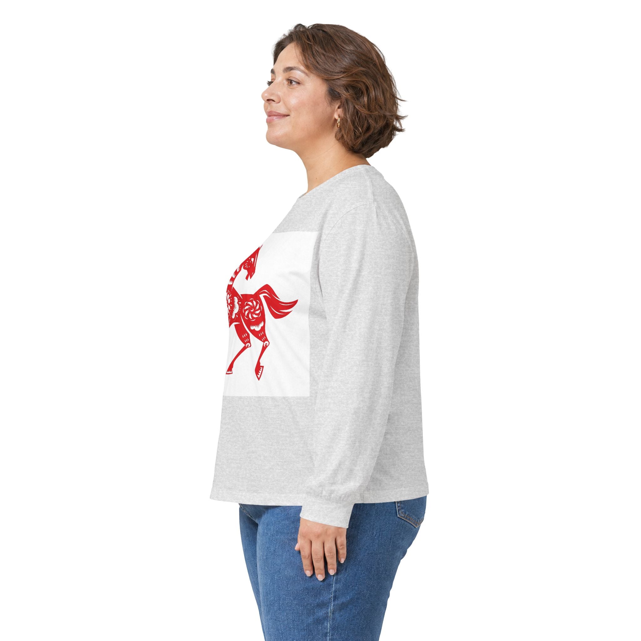 Chinese Paper-Cut Horse Long Sleeve Tee — Lunar New Year Zodiac Shirt