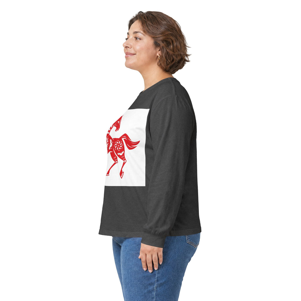 Chinese Paper-Cut Horse Long Sleeve Tee — Lunar New Year Zodiac Shirt