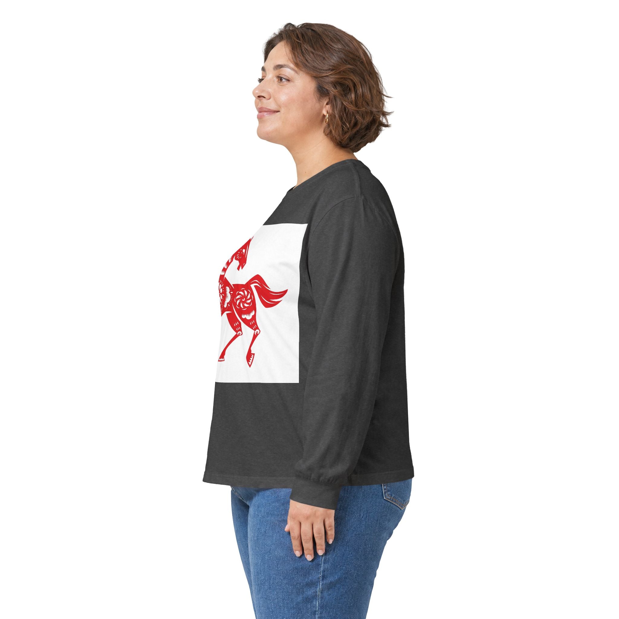 Chinese Paper-Cut Horse Long Sleeve Tee — Lunar New Year Zodiac Shirt